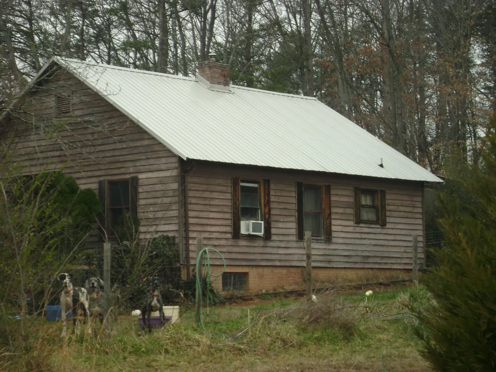 White metal roof on an old wood sided farmhouse, from a Metal Roof Installation job in Glenview